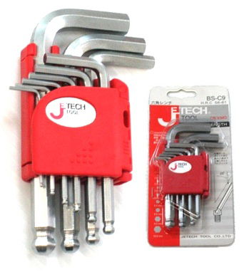 JeTech BS-C9 imbuszkulcs készlet, horganyzott, normál hosszúságú termék fő termékképe