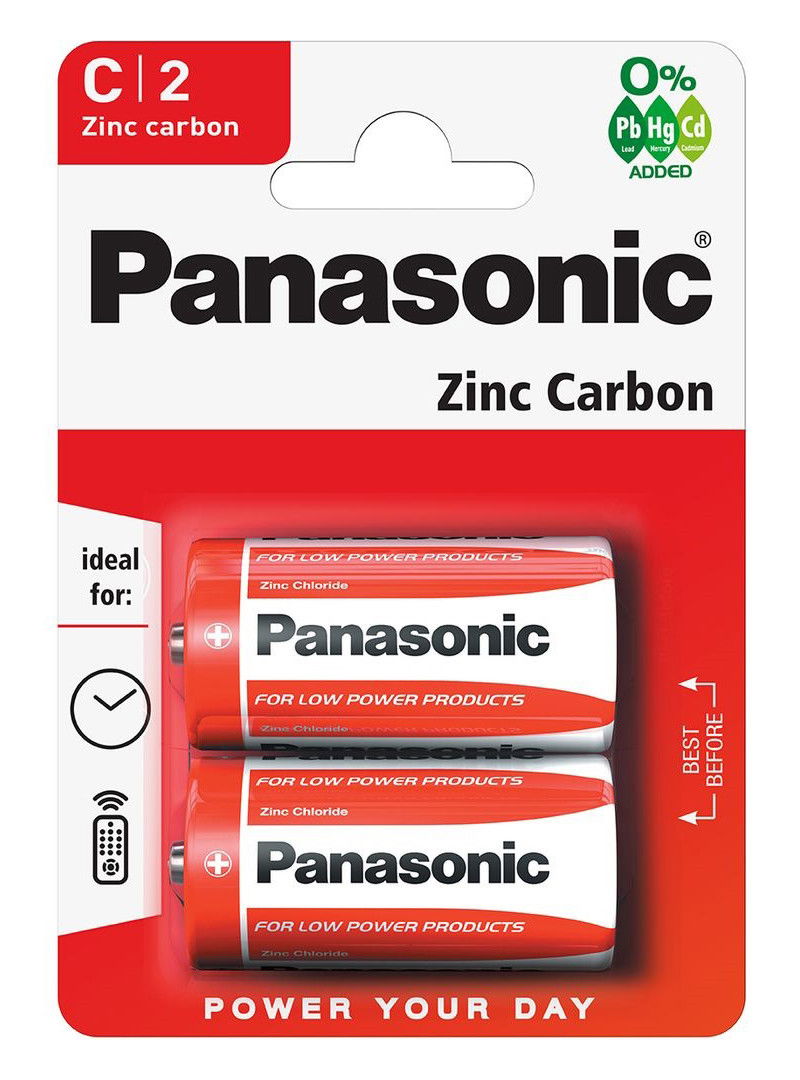 Panasonic R14R-2BP RED ZINC féltartós elem, C (baby), 2 db/bliszter termék fő termékképe