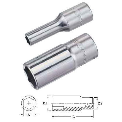 Genius Tools 326308 3/8"-os 6 lapú dugókulcs fej, hosszított kivitel, 8 mm termék fő termékképe