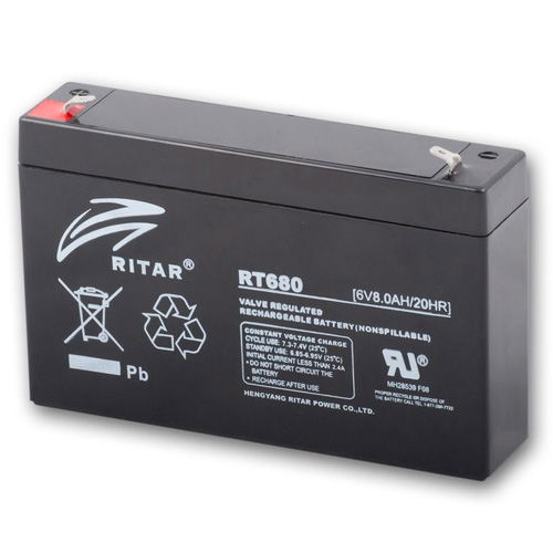 Ritar RT680-F1 zárt ólomakkumulátor 6 V/8 Ah termék fő termékképe